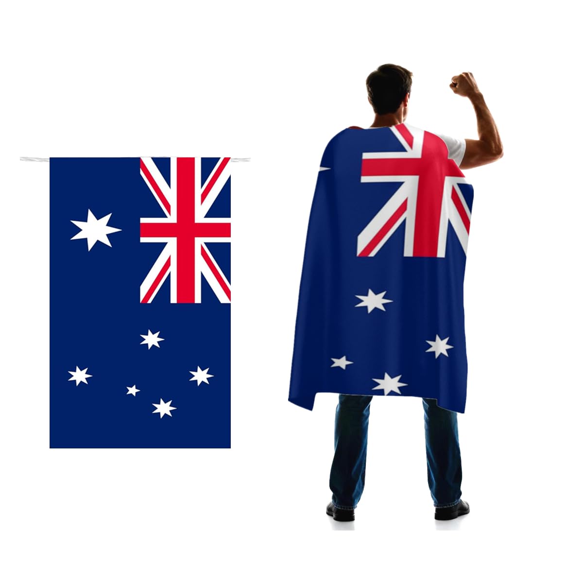 Australia Flag Cape 3x5 FT for Independence Day Holiday Costumes Celebrati,150D Premium Polyester,Australian National Patriotic Flags Costume Cloak.