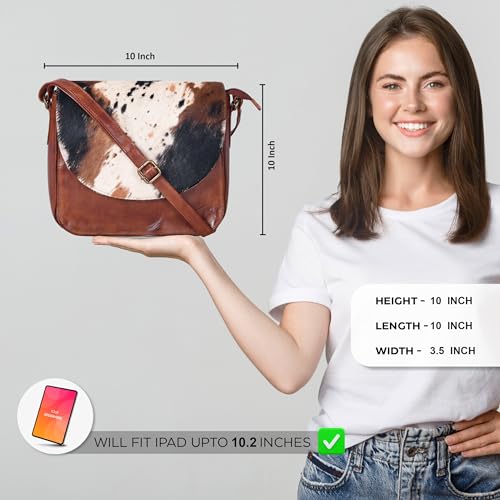 Image of Genuine Leather Shoulder Crossbody Purse For Women with Adjustable Strap, Mobile Pocket & Outside & Inside Zipper