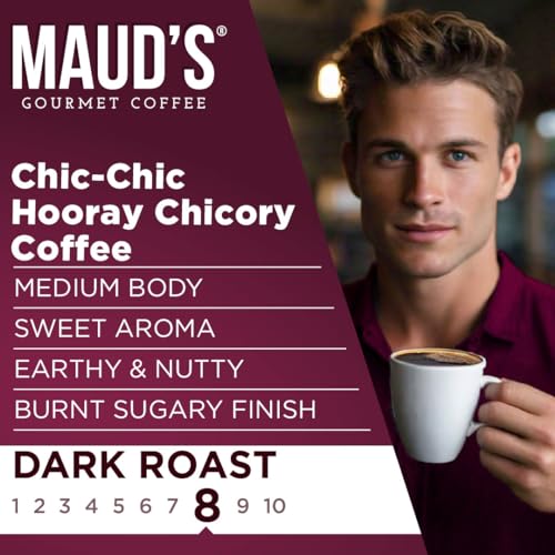 Image of Maud's Chicory Flavored Coffee Pods, 36 ct, Dark Roast Flavored Coffee in Single Serve Pods - 100% Arabica Beans, Compatible with Keurig K Cups Maker