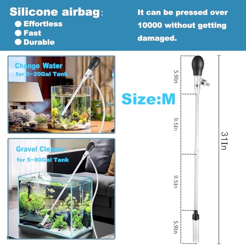 Image of Carefree Fish Aquarium Gravel Cleaner 6Ft Hose Fish Tank Water Changer Sand Vacuum Silicone Airbag Adjustable Length ABS(for 5~20Gal Tank) 2026 New Upgrade Version