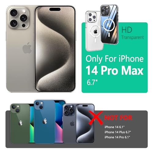 Image of ONES for iPhone 14 Pro Max Case, Hybrid Magnetic Phone Case, Compatible with MagSafe, Military Grade Protection, Shockproof Airbag, Anti-Yellow Silicone Cover, Scratch-Resistant, Thin, Clear