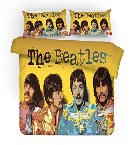 NICHIYO The Beatles Parure de lit 3 pièces en microfibre avec housse de couette et taie d’oreiller Impression numérique… - Les Beatles, Paul McCartney, John Lennon, RIngo Starr, George Harrison NICHIYO The Beatles Parure de lit 3 pièces en microfibre avec housse de couette et taie d'oreiller Impression numérique…