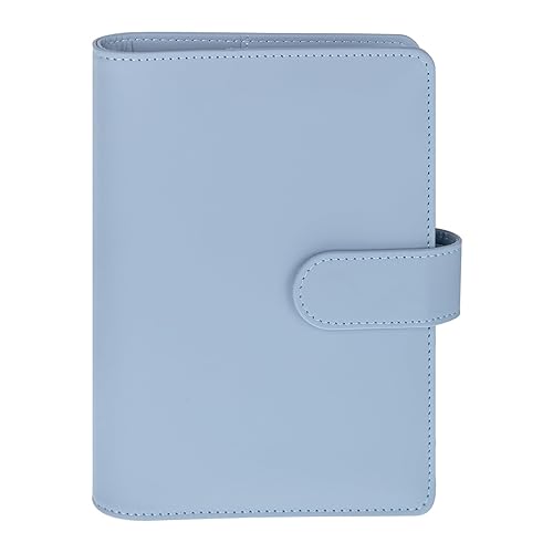 Antner A6 Notebook Binder Refillable 6 Ring Budget Binder Cover for A6 Refill Paper, PU Leather Budget Planner Organizer with Magnetic Buckle, Loose Leaf Personal Planner, Airy Blue - Airy Blue