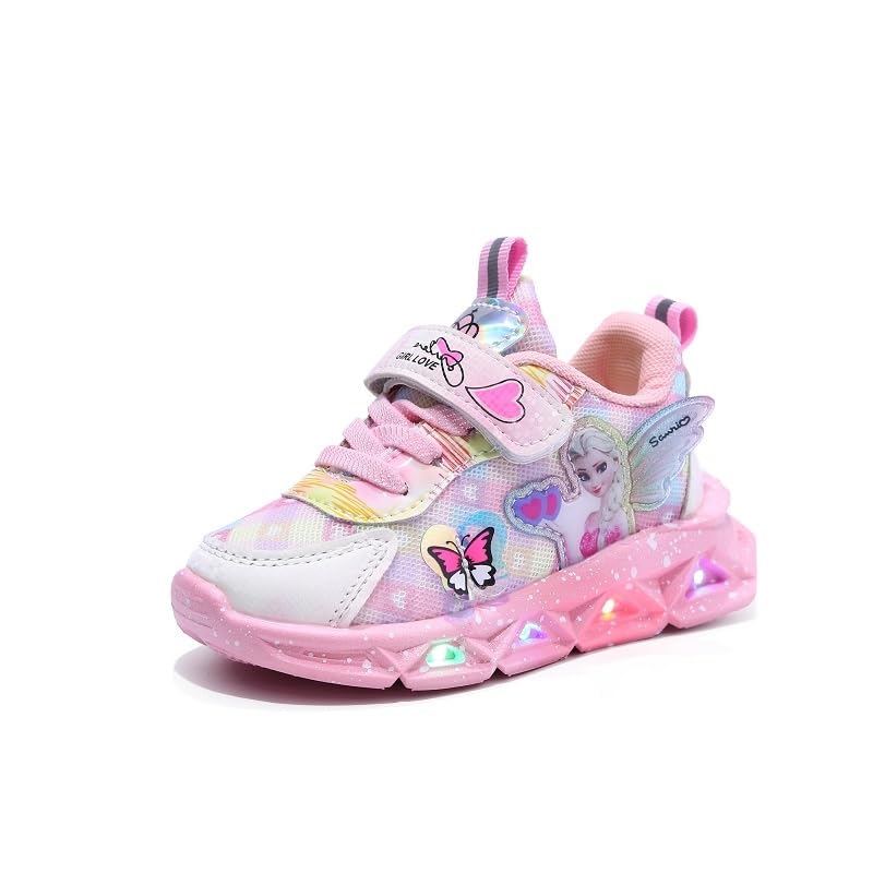 Girls Light Up Shoes - Lightweight & Breathable Mesh Tennis Flash Indoor and Outdoor Walking Running Sneakers for Toddler Little Kids