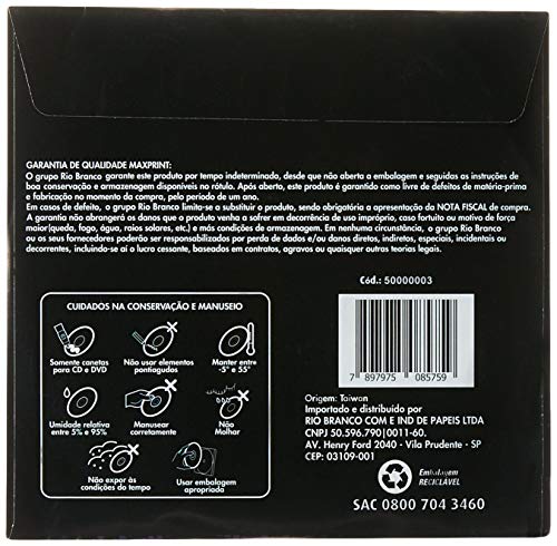 MÍDIA DVD-RW Gravável MAXPRINT 4.7 GB - 120 MIN - 16X - Envelope Papel