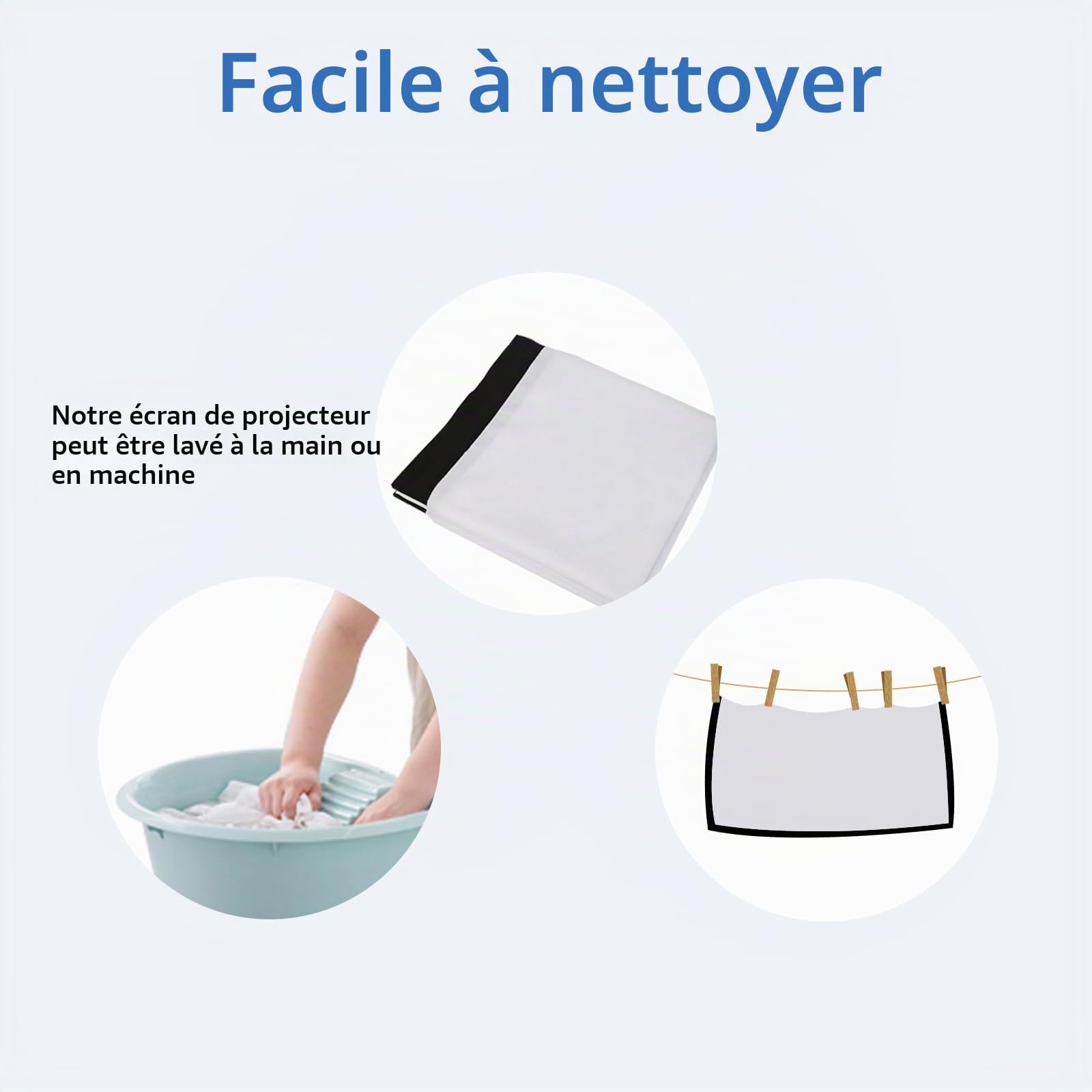 Écran de Projection Portable d'extérieur : écran de Projection Pliable de 120 Pouces avec Pieds de Support et Sac de Transport pour fête de Camping