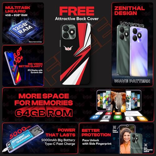 itel ZENO 10|6.6" HD+ Display with Dynamic Bar| 4GB RAM + 64GB ROM, Upto 12GB RAM with Memory Fusion|Octacore Processor|8MP AI Dual Rear Cam|5000... - Image 2