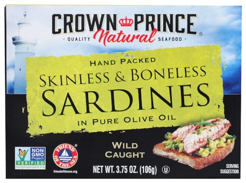 Crown Prince Natural, Skinless & Boneless Sardines, 3.75 oz (106 g)(pack of 3)