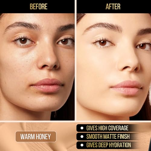 Image of Auric CoverMatte Flawless Finish Hydrating & Long Lasting Liquid Foundation (30ml) with Matte Finish & Optimum Coverage I Paraben Free I Warm Honey