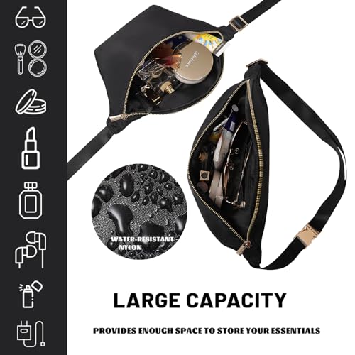 Large Waist Pack Bag Fanny Pack Bag Nylon Belt Bag for Men & Women Fashion Cross Body Bag Black Belt Pack (Black)… - Image 4