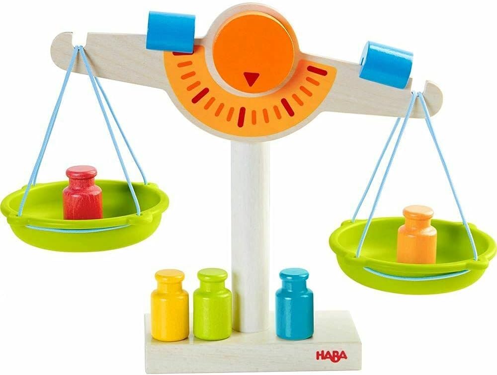 HABAPlay Store Scale, Wooden Toy Weighing Scale, 302639, multicolour