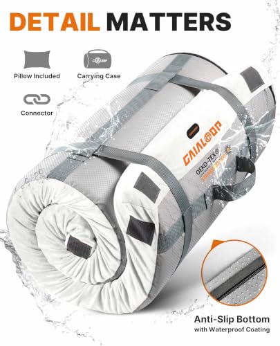 Image of GAIALOOP 3 Inch Memory Foam Camping Mattress, Dual Layer Thick Sleeping Camp Pad for Car Tent Cot, Roll-Up Portable Glamping Floor Bed for Guests Sleepover