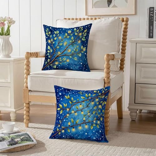 Housse coussin 70x70cm Noël velours taie oreiller bleu foncé imperméable - 4