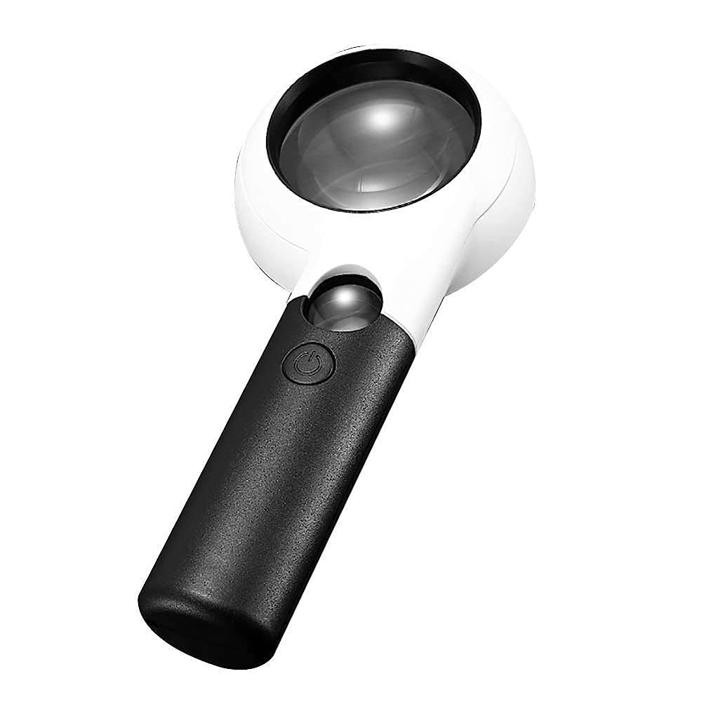 asdchZen Magnifying Glass,With Light Led Illuminated Magnifier With 7X 30X Magnification Lightweight Handheld Magnifying Glass,For Reading Hobbies Magnifier/Black/30Mm,Black-30Mm