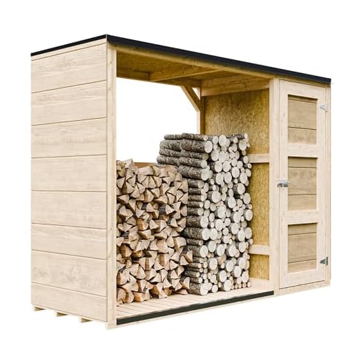 Legnaia da esterno - 75 x 217 x H159 cm - Legnaia moderna con deposito laterale per attrezzi 1,09 m² + 0.53 m² - Casetta per attrezzi e legna - TIMBELA M981