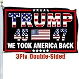 JZYIZYU 3 Ply Trump 2025 Flags 3x5 Ft Outdoor Double Sided 45th 47th President We Took America Back Patriotic Yard Flags for Outside Bedroom Room House Decorations Banner
