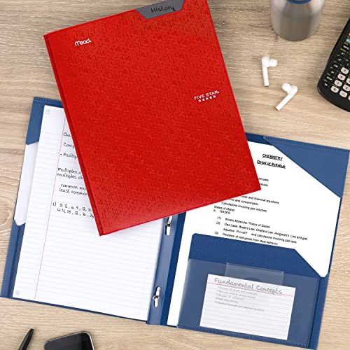 Five Star 2-Pocket Folder, Plastic Folder With Stay-Put Tabs And Prong Fasteners, Fits 3-Ring Binders, Includes Writable Label, Holds 11" X 8-1/2", Fire Red (72109) #TOP6