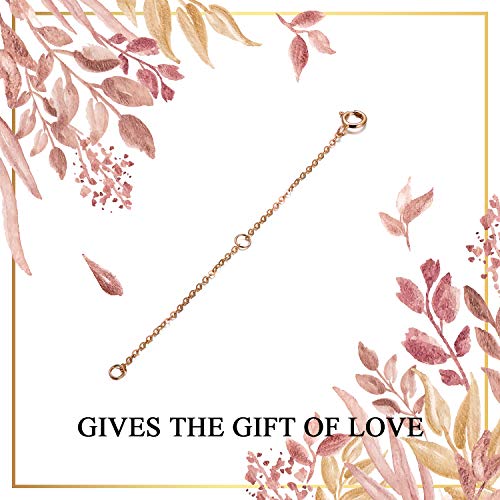14K Rose Gold 3 Inch Chain Necklace Extender Safety Chain, Durable Removable Extenders Jewelry For Gold Necklace Bracelet, Adjustable Chain Set #TOP1