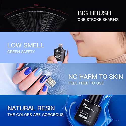 PARAMISS Gel Nagellack Kit Gelpolitur Farben Glitter Nagellack Set UV-LED Gel Nagellack Starter Set Nagelkunst Blue… – Bild 4