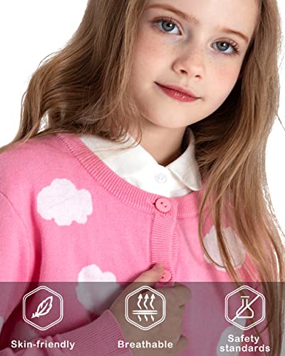 Image of BOBOYOYO Girls Cute Cardigan Cotton Girls Button Up Sweater Knit Jacket | Long Sleeve Crew Neck Kawaii Clothes for Casual School Wear