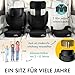 WALSER Premium Kindersitz Auto Numa, 2in1 ISOFIX Kinder Sitzerhöhung abnehmbare Rückenlehne + mitwachsende Kopfstütze 3-8 Jahre 100-150 cm neueste Norm ECE R 129, Sitzerhöhung Auto Kinder schwarz