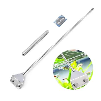 Electomania Aquarium Algae Scraper, Stainless Steel Scraper Cleaner, Aquarium Glass Cleaner for Aquarium Fish Plant Glass Tank (17.7inch Length, Silver), 1 Piece