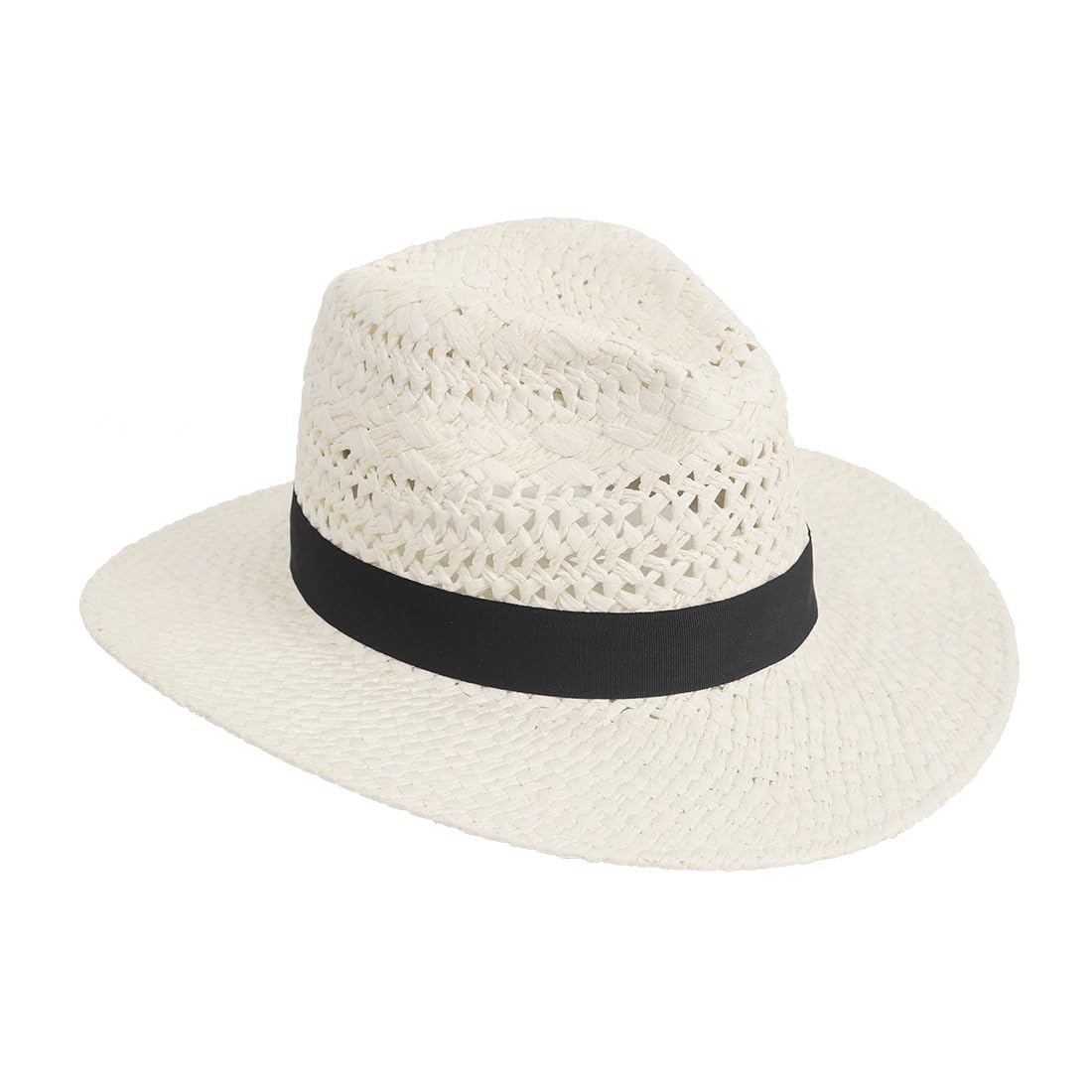 Sombrero de paja Fedora Panamá para mujeres y hombres, sombreros de verano para el sol, ala ancha, protección UV, ligero