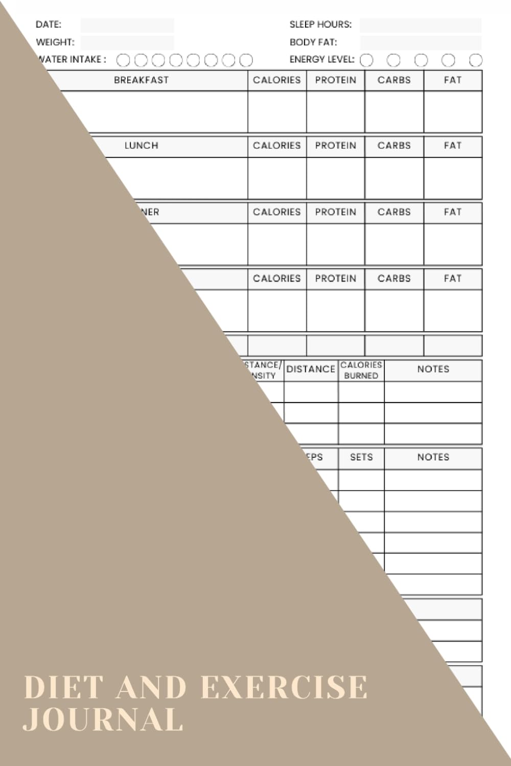 Diet And Exercise Journal: A Logbook To Help You Stay On Track With Your Diet And Nutrition Goals By Providing A Space To Jot Down Your Daily Food … Workouts And Cardio Exercise Each Day