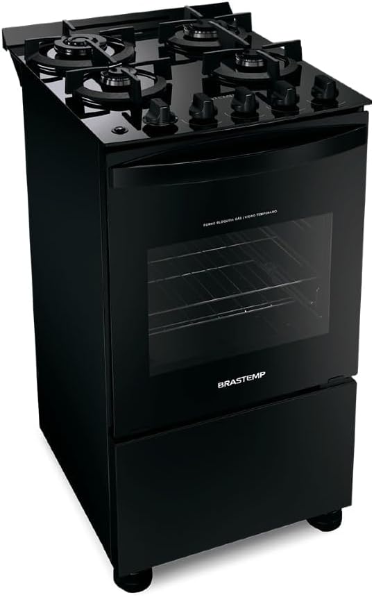 Fogão Brastemp 4 Bocas Preto com Vidro e Dupla Chama Bivolt — Melhor design moderno e eficiente
