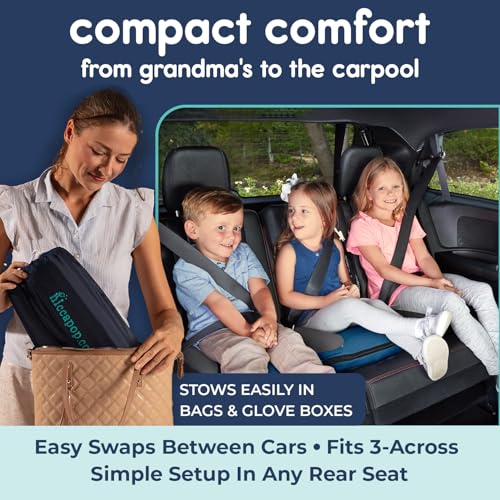 Image of Hiccapop UberBoost Inflatable Backless Booster Seat for Kids, Portable Travel Car Seat | Ocean Steel Blue