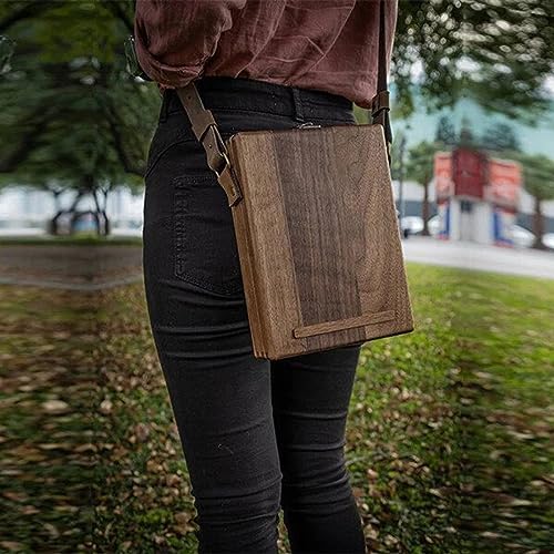 RYAJK Writers Messenger Wood Box,Retro Wooden Handmade Portable Crossbody Postman Bag, Storage Box Shoulder Bag,Retro Writer Storage Box for Artist Or Writer4