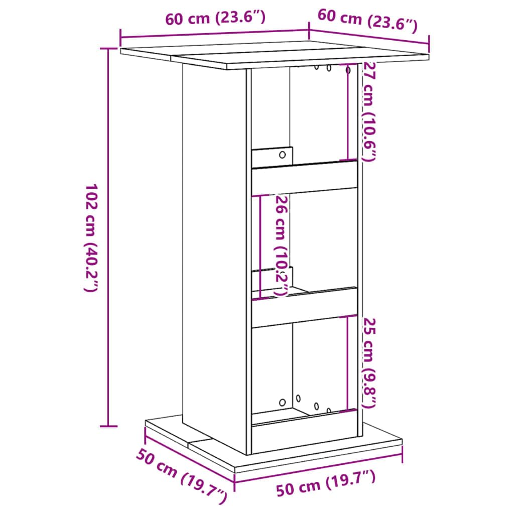 vidaXL Mesa Bar con almacenaje Madera ingeniería Blanca 60x60x102 cm, Mesa de Bar, mesita de Bar, Mesa Alta de Cocina, mesas de Bar, Mesa de Pub