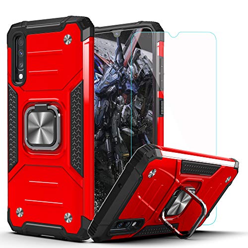 A70 Case Galaxy A70 Case Samsung A70S Cases with HD Screen Protector,AYMECL Armor Grade Cases with Rotating Holder Kickstand Non-Slip Hybrid Rugged Case for Samsung Galaxy A70 Red