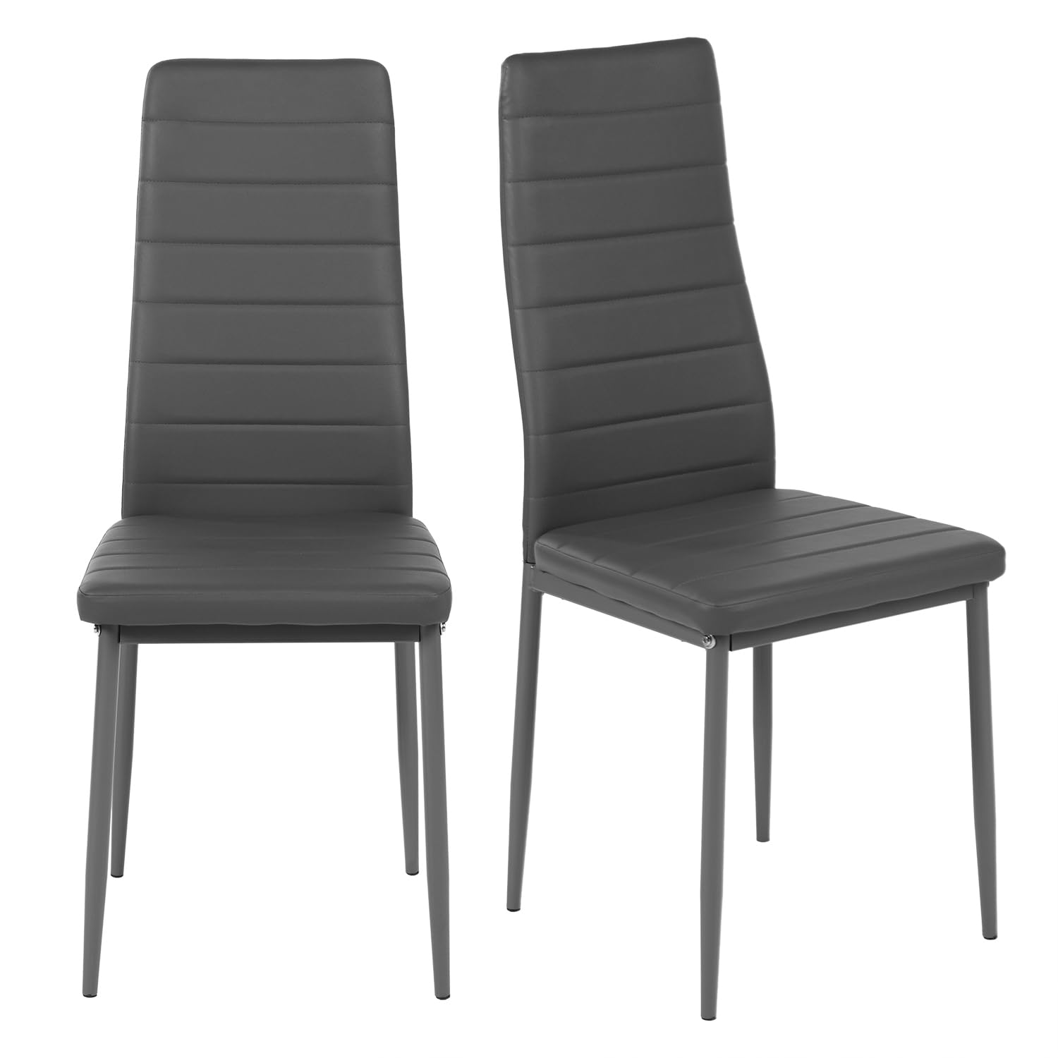 Esszimmerstühle Küchenstühle 2er Set Stühle Grau, Moderner Gastrostühle Besucherstuhl Küchensessel Esszimmer Stühle Essstuhl mit Kunstleder Für Büro/Küche/Esszimmer/Wohnzimmer