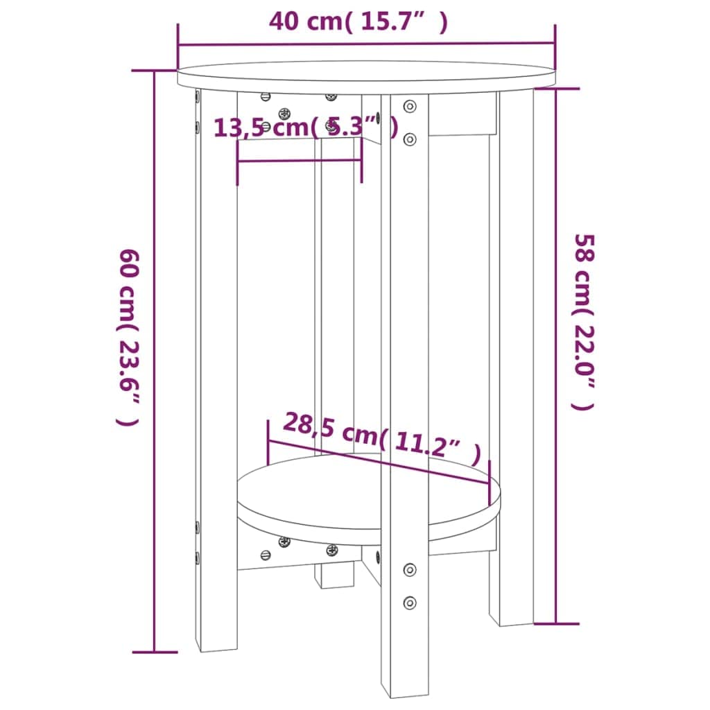 Mesa de centro gris madera maciza de pino Ø40 x 60 cm Mesa auxiliar para salón con estante abierto