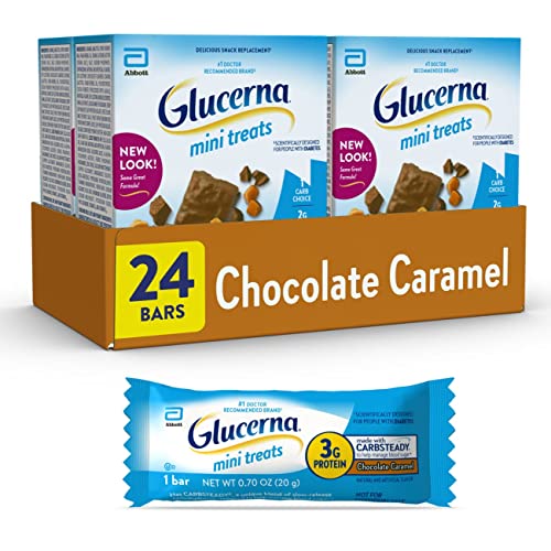 Glucerna Mini Treats, 24 Count, for People with Diabetes to Help Manage Blood Sugar, with CARBSTEADY and Essential Vitamins & Minerals, 80 Calories, Chocolate Caramel, 0.70 oz