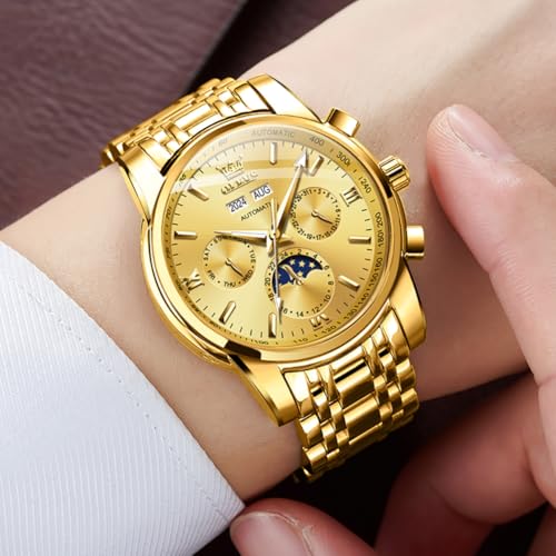 Image of OLEVS Mens Automatic Watches Skeleton Mechanical Self Winding Luxury Fashion Dress Wrist Watch Luminous Waterproof