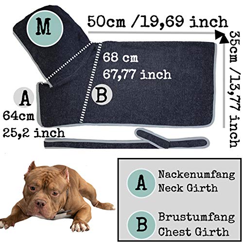 HOMELEVEL Hundebademantel Hundehandtuch - Handtuch für große und kleine Hunde - 100% Baumwolle - Bademantel weich bequem für Hund - mit Kapuze und Gürtel