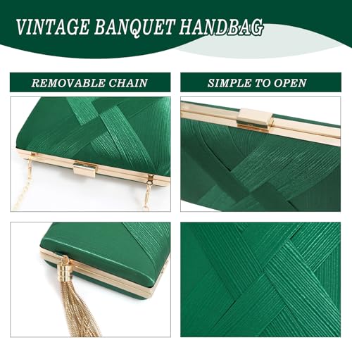 Image of 5 Pcs Clutch Purses for Women Jewelry Set Handbag with Necklace Earrings Ring Bracelet Vintage Banquet Handbag with Detachable Chain for Wedding Party Gift Supplies