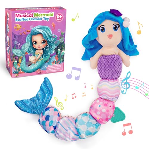 Mermaid Gifts for Girls 0-12 Months, Baby Toys 0 3 6 9 12 Months Soft Toys for Girls 0-6-12 Months Plush Toys for Babies 0-12 Months Stocking Fillers Present Sensory Toy for Babies