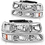 DWVO Headlight Assembly Compatible with 99-02 Chevrolet Silverado 1500 2500/01-02 Chevy Silverado 1500HD 2500HD 3500HD/00-06 Chevy Tahoe Suburban 1500 2500 (Not for GMC)