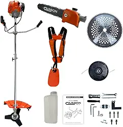 Roçadeira Bipartida a Gasolina 52cc 2,5HP Profissional com Ponteira Motopoda de Galhos e Disco 80 Dentes Carbon Fak