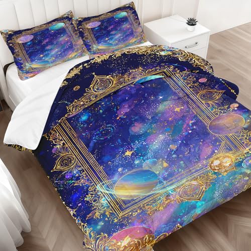Tarot Astrology Comforter Set Queen Size, 3 Piece Soft Fluffy