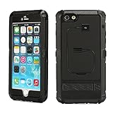 iPhone 6 Plus Case, oneCase? Aluminum Alloy Metal Corning Gorilla Glass Shockproof Dustproof Weatherproof Limited Waterproof Case Military Heavy Duty Protection Hard Cover Kick Stand with charging Cable for Apple iPhone 6 Plus 5.5 inch Screen (Black)