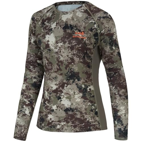 BASSDASH Damen Camo Jagd Shirt Langarm UPF 50+ Sonnenschutz Performance Tee...