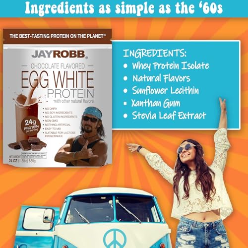 JAYROBB Chocolate Egg White Protein 24 oz, 1.5 Pound Bag