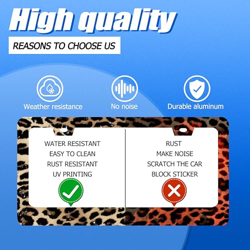 Leopard License Plate Frame Stainless Steel Car Accessories 12.3" x 6.3" by GORSNKYE - Used condition - Image 4
