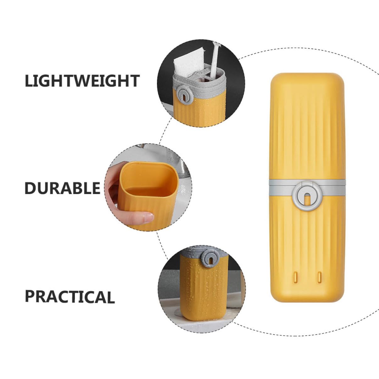 minkissy Juego de 4 Vasos de Enjuague bucal, Bolsa de Transporte con imán para Cepillo de, Amarillo, 21X7.5X7.5CM, Organizador de Bolsas