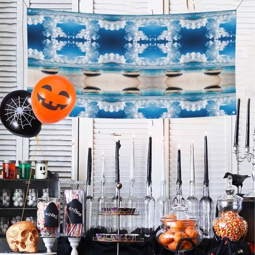 MINDBBDFJ Blue Sky White Cloud Print Banners And Signs For Outdoor/Indoor,Personalized Banner Customizable Parties Halloween Banner (180x90cm)2