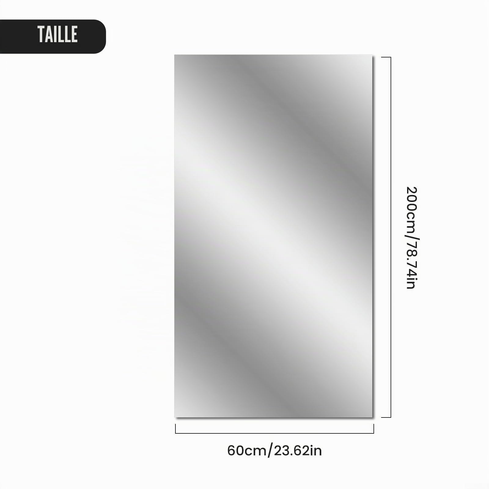 Lot de 2 miroirs autocollants en acrylique 200 x 60 cm